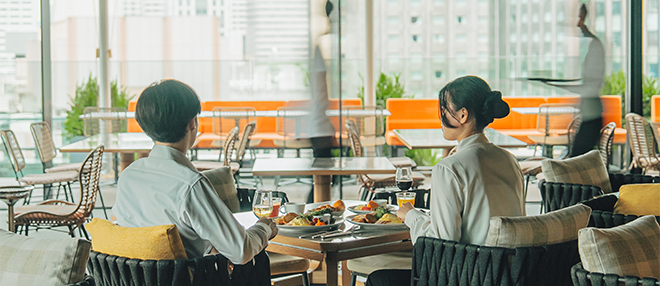 Rooftop restaurant on the 10th floor of the building