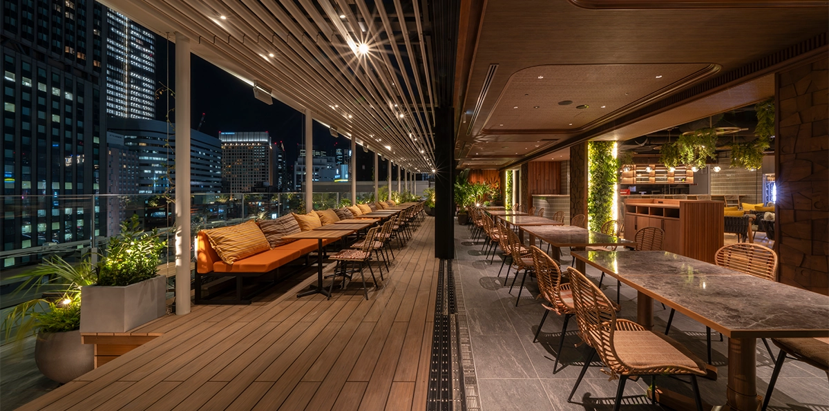 Dinner at the hotel's top-floor restaurant