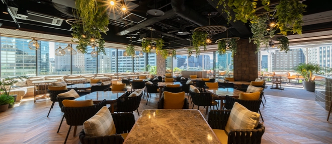 Rooftop restaurant on the 10th floor of the building