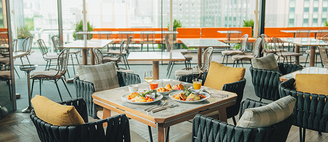 Rooftop restaurant on the 10th floor of the building