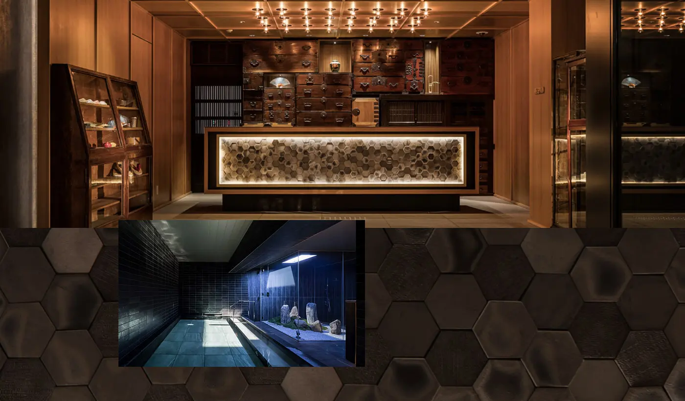 Gion is a town filled with the atmosphere of Kyoto culture. GRANBELL HOTEL KYOTO stands in the heart of the town. The exterior and approach are reminiscent of a Kyoto machiya townhouse. Beyond that lies an open entrance. The underground guest rooms and large public bath create a tranquil and atmospheric courtyard. Enjoy a high-quality stay, colored by the traditional beauty of Kyoto and modern design.