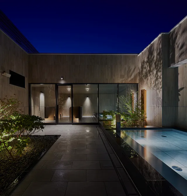 Sky open-air bath on the hotel's top floor.