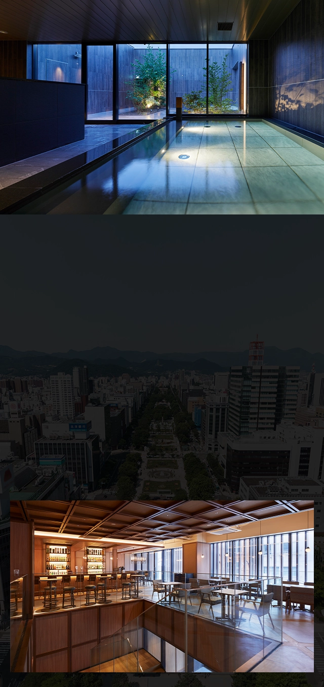 Sapporo is a tourist city where urban functionality and abundant nature are in harmony. On the top floor of the 13-story building, you'll find a relaxing Spa. It also offers excellent access to famous tourist spots such as the Clock Tower and Odori Park. The hotel's diverse charms complement a wide range of stays, from business trips to leisure, gourmet food, and winter sports. Enjoy a relaxing, high-quality stay in the metropolis of Sapporo at GRANBELL HOTEL TANUKI, SAPPORO.