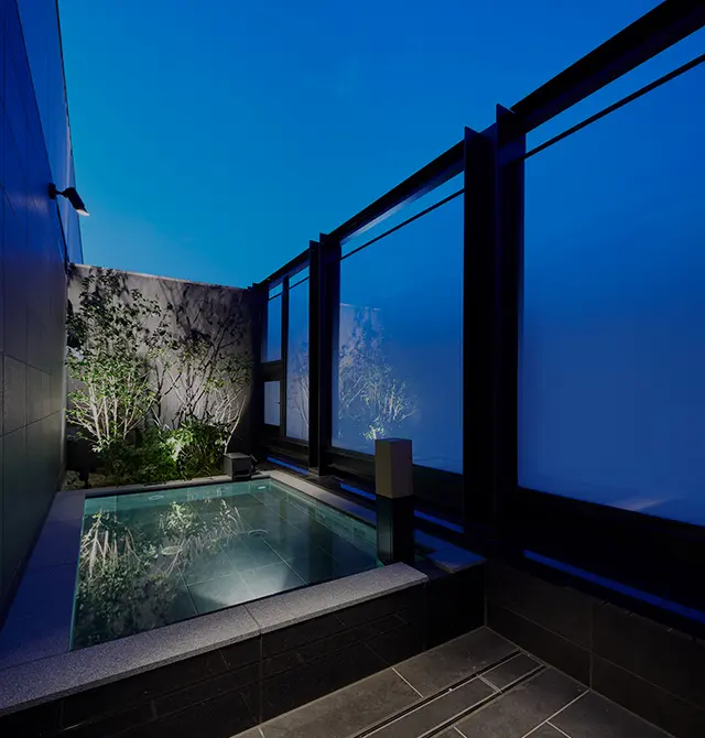 Sky open-air bath on the hotel's top floor.